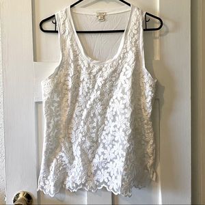 J Crew Factory Petite Lace-Front Top - M